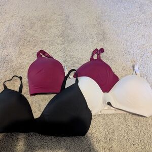 Victoria's Secret Black, White, and Purple Bra Set
